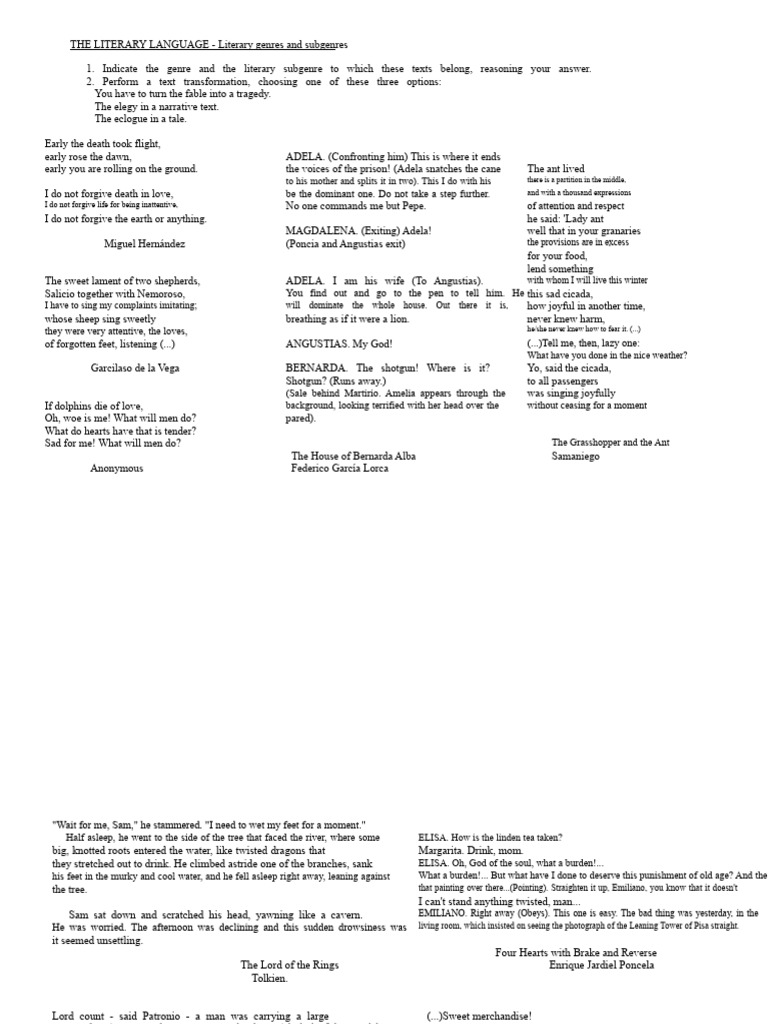 Literary Genres and Text Transformations | PDF | Genre