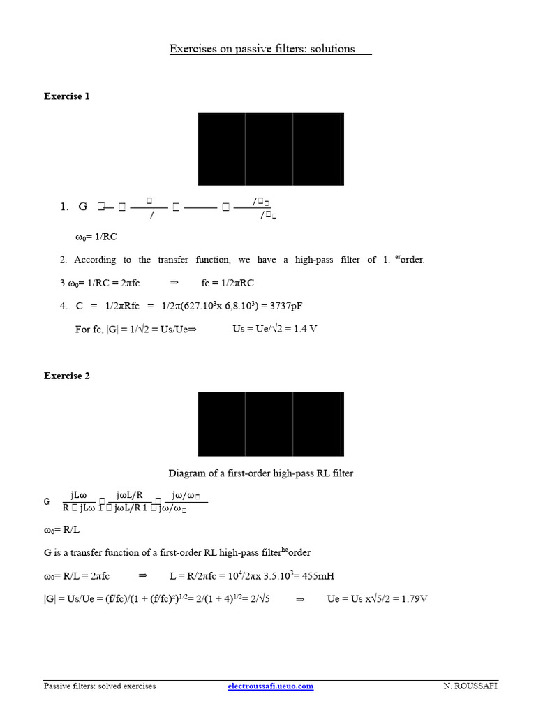 Solutions for Passive Filter Exercises | PDF | Electronic Filter ...
