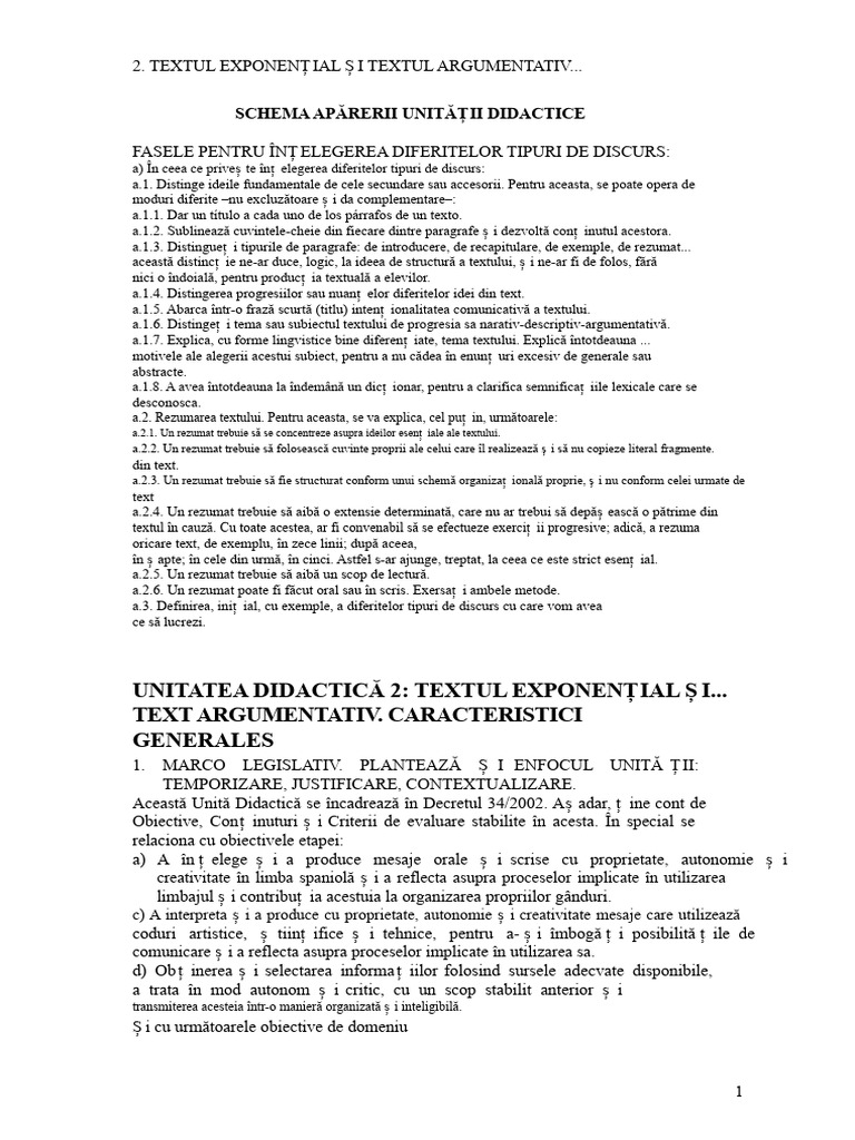 02 Textul Expozitiv Și Textul Argumentativ, Caracteristici Generale | PDF
