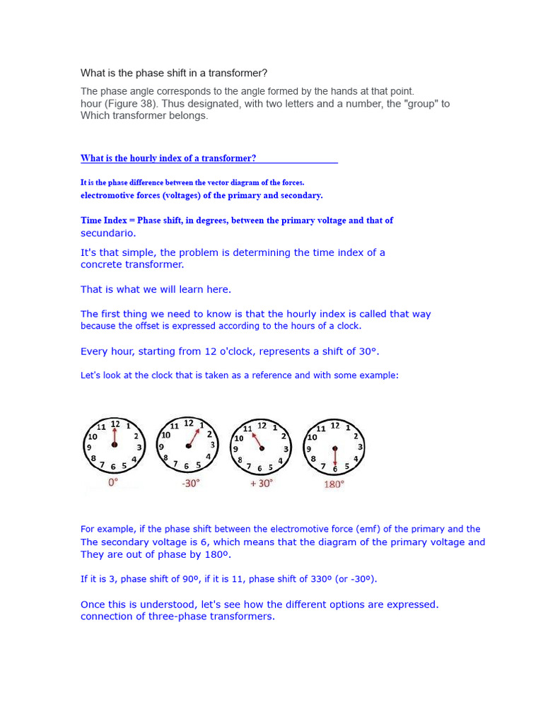 Understanding Transformer Phase Shift | PDF | Transformer | Phase (Waves)