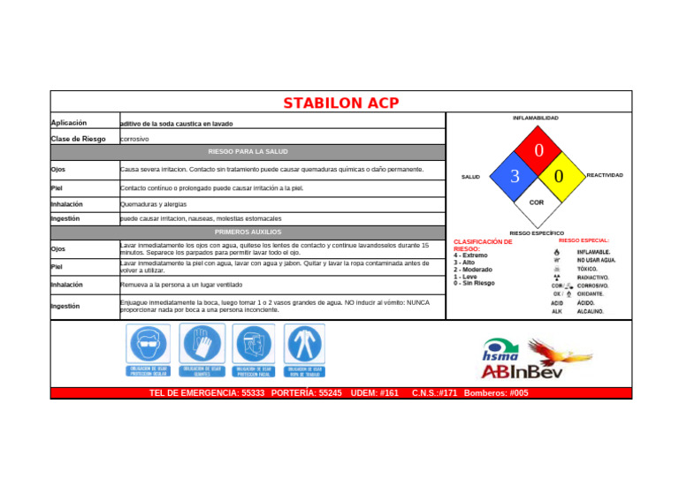 Riesgos y Primeros Auxilios de Stabilon ACP | PDF | Quemar ...