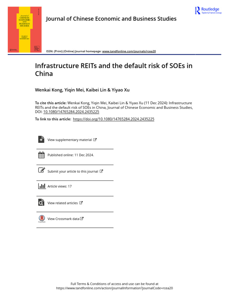 Infrastructure REITs and SOE Default Risk | PDF | Real Estate ...