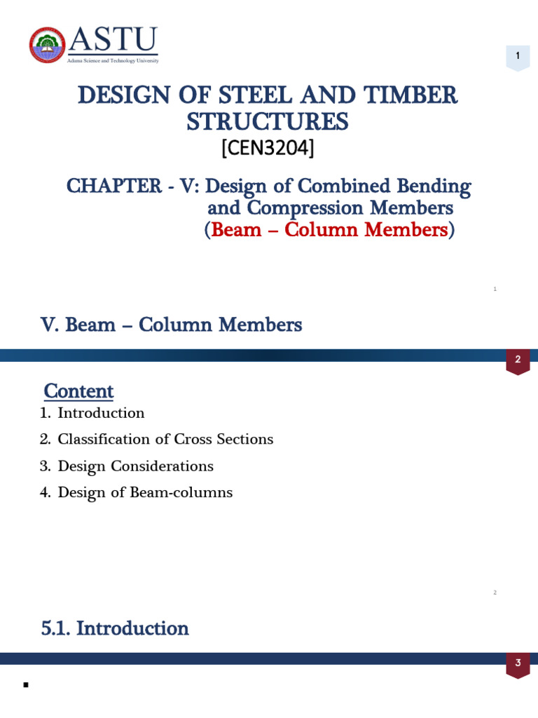 CH-V Beam Column Members Design (Autosaved) | PDF | Buckling | Bending