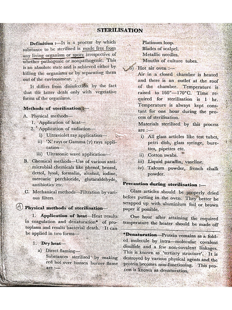 Sterilization and Disinfection Notes | PDF