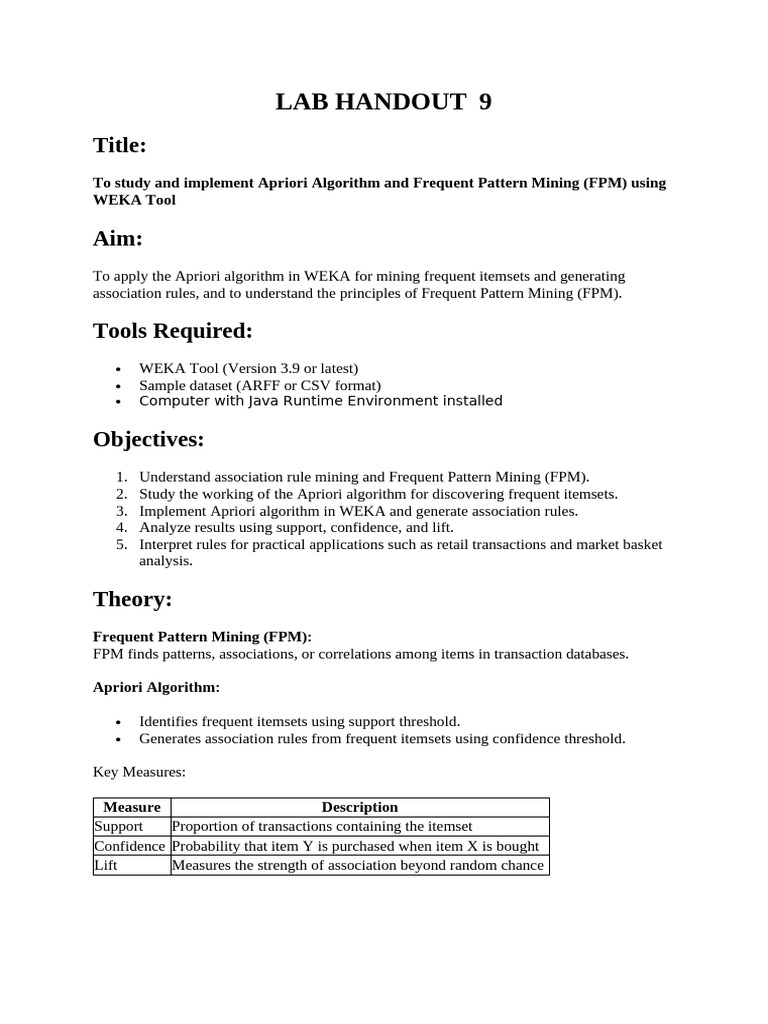Apriori Algorithm in WEKA Guide | PDF | Information Science | Computing
