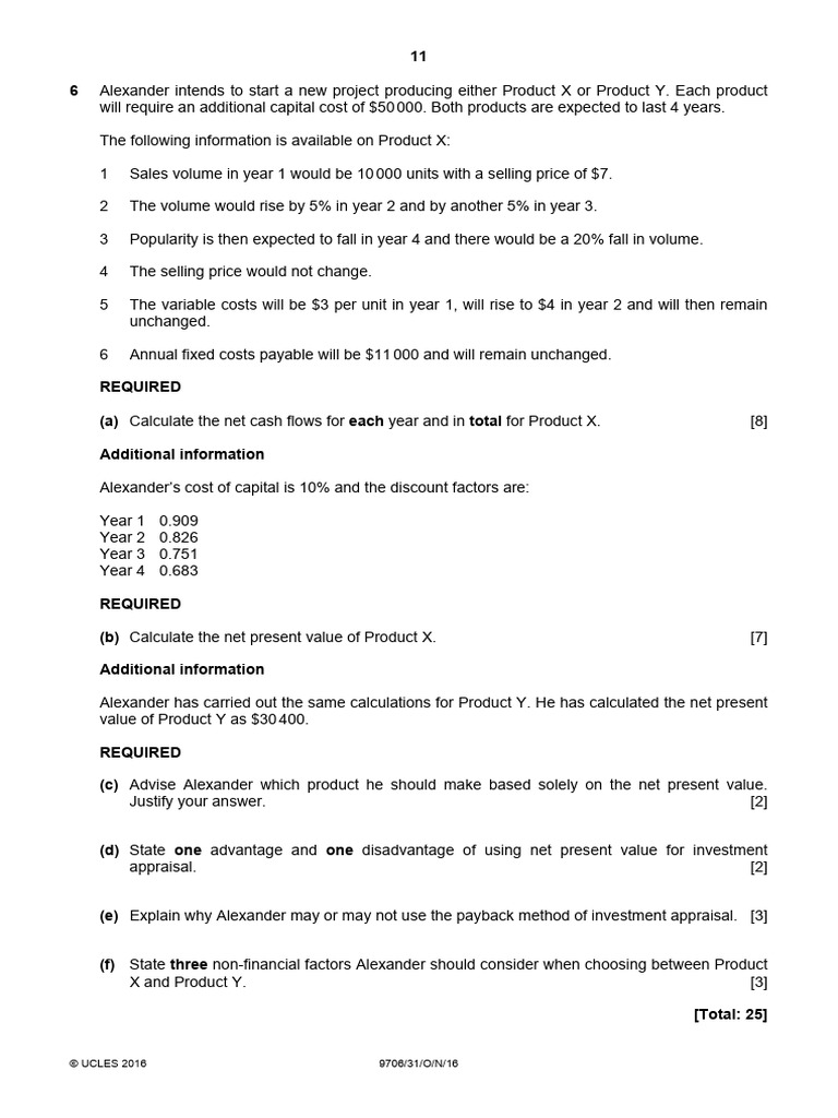 Net Cash Flow & NPV Analysis for Products | PDF
