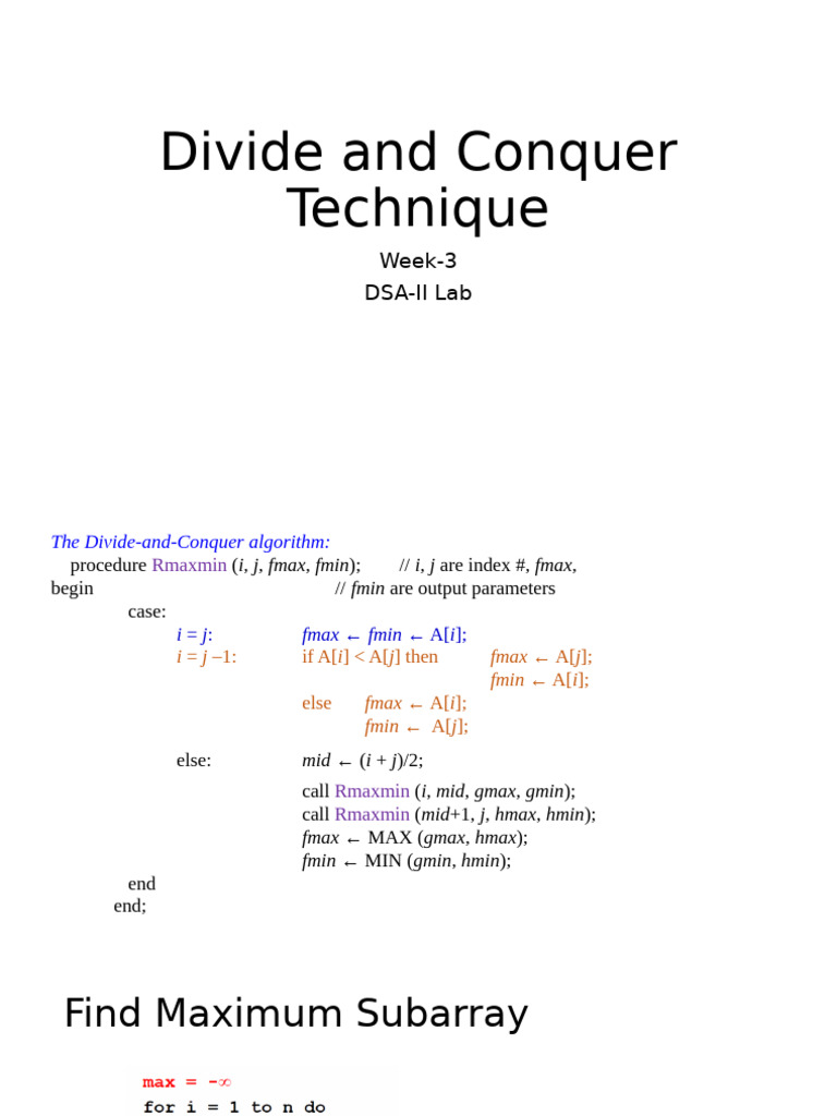 Divide and Conquer Techniques in DSA | PDF