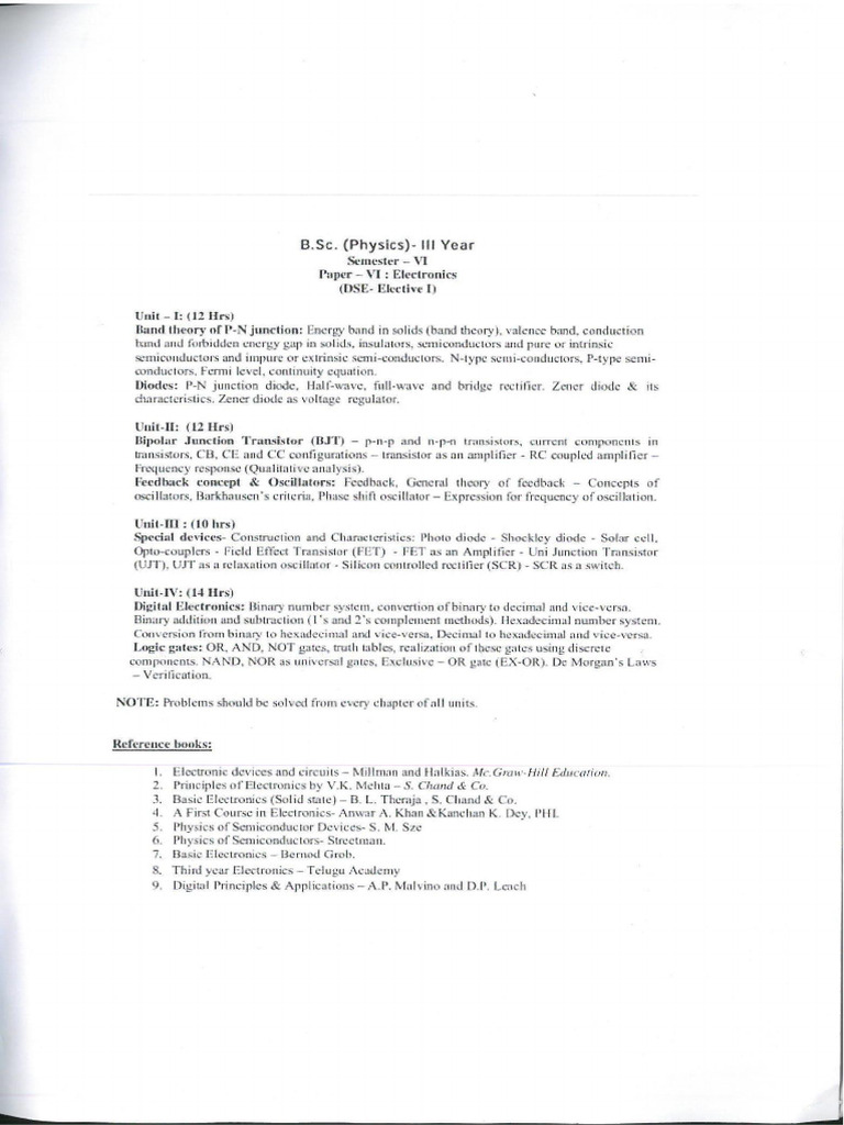 BSC Sem VI Electronics Unit - 1 | PDF