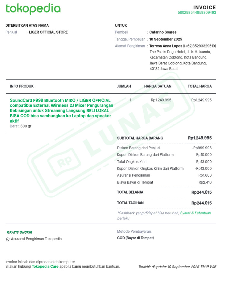 Invoice 580298544859809493 | PDF