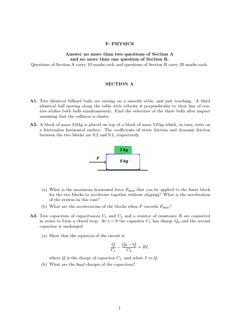 Physics 2015 | PDF | Capacitor | Mass
