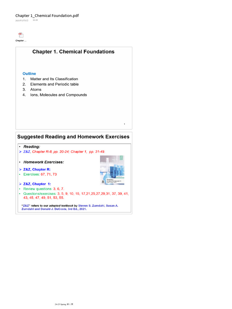 Chapter 1_Chemical Foundation | PDF