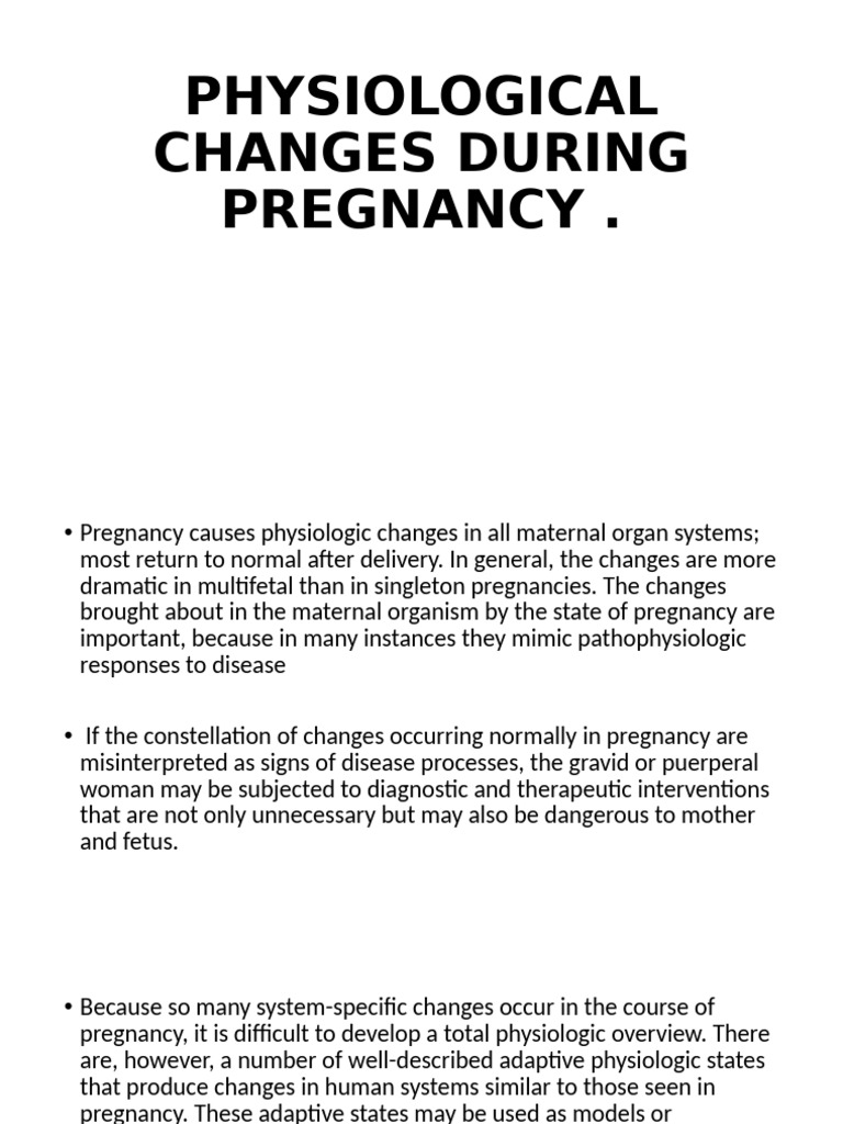 Physiological Changes in Pregnancy | PDF | Pregnancy | Urinary Incontinence