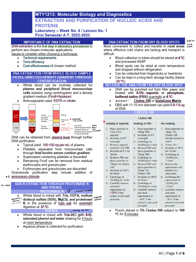 DNA and Protein Extraction Techniques | PDF | Protein Purification | Lysis