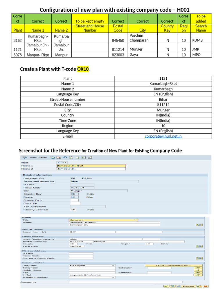 Configure New Plant in SAP System | PDF | Software Engineering ...