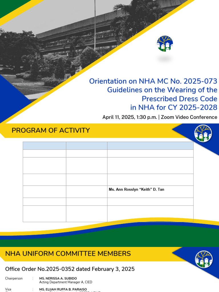NHA Dress Code Guidelines 2025-2028 | PDF | Clothing | Trousers
