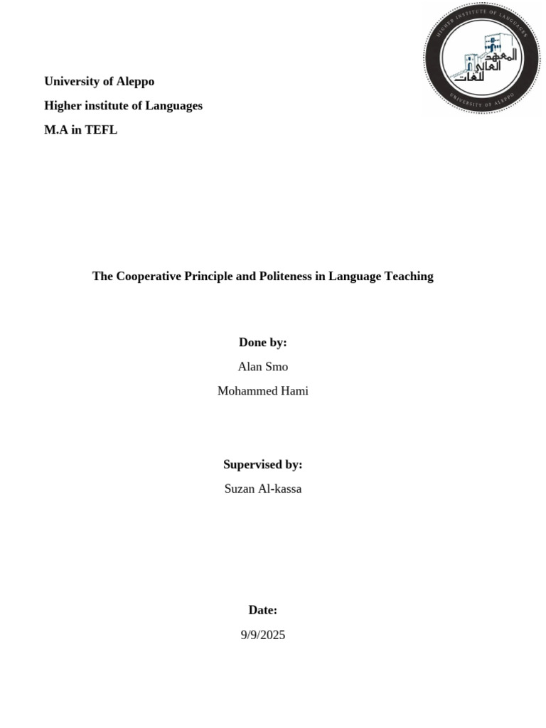 Cooperative Principle in Language Teaching | PDF | Linguistics | Learning