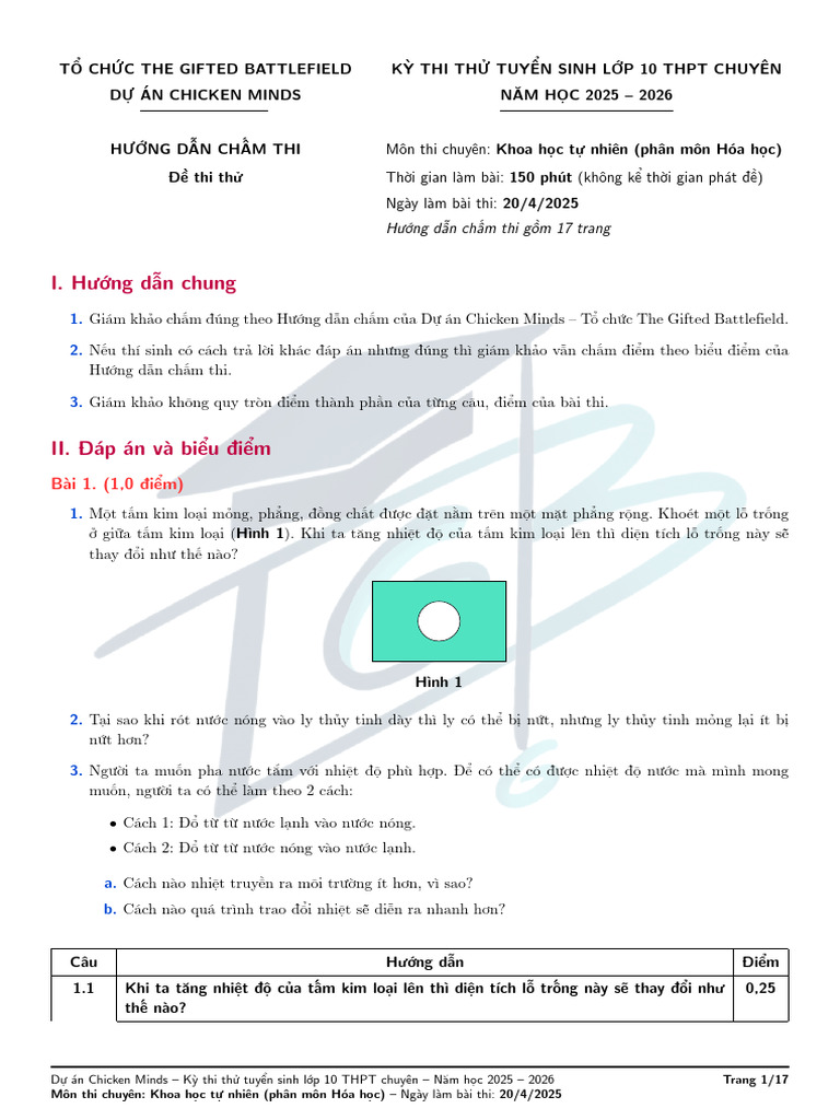 (TGB) HDC Đề Thi Thử - Môn Thi Chuyên - KHTN (Phân Môn Hóa Học) | PDF