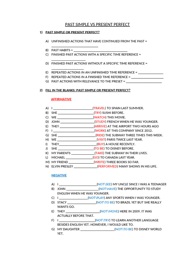 Past Simple vs Present Perfect Guide | PDF
