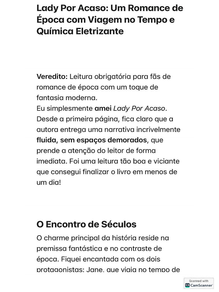 Resenha Literária - Lady Por Acaso | PDF
