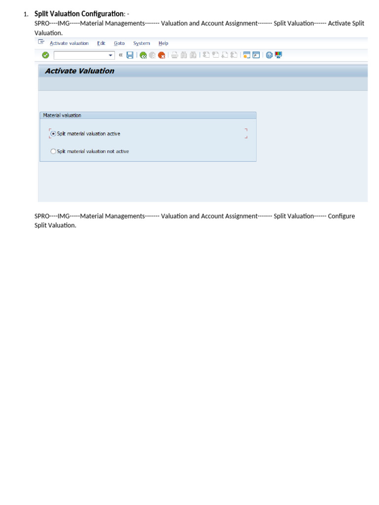 Split Valuation Configuration | PDF