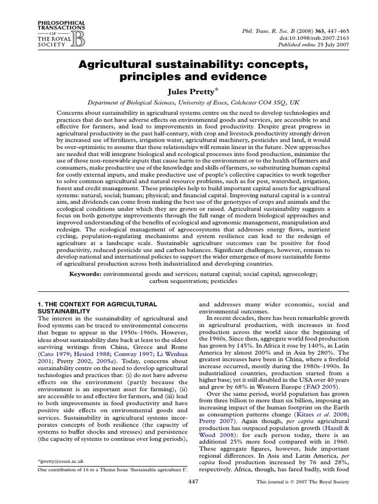 Agricultural Sustainability | PDF | Agriculture | Sustainability