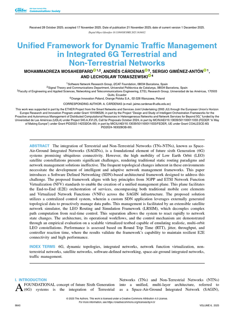 6G Traffic Management in SAGIN Networks | PDF | Computer Network | Routing