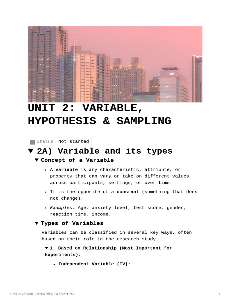 Understanding Variables and Hypotheses | PDF | Sampling (Statistics ...