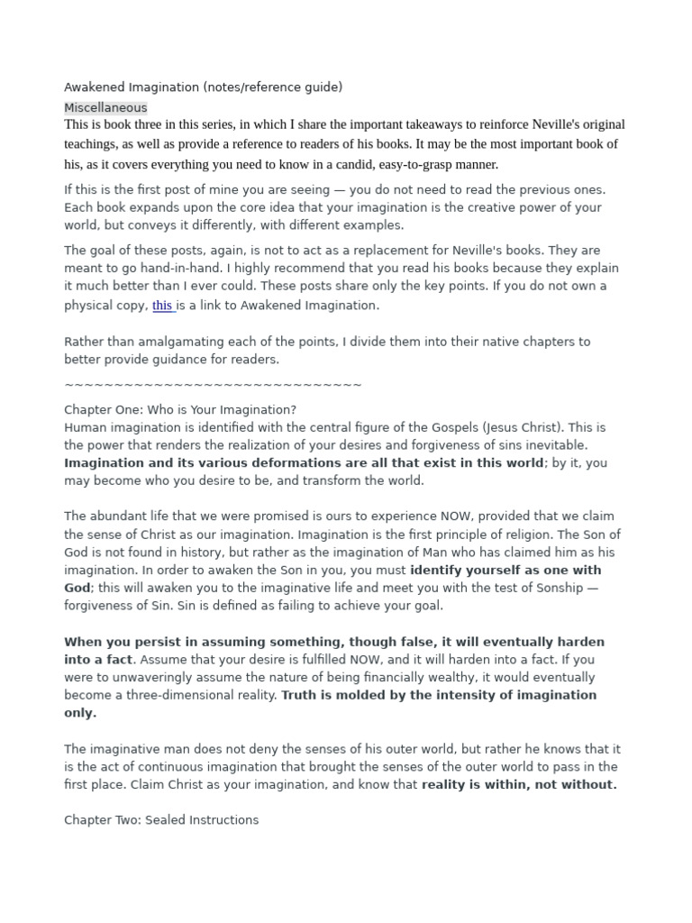 Awakened Imagination Notes | PDF | Thought | Feeling