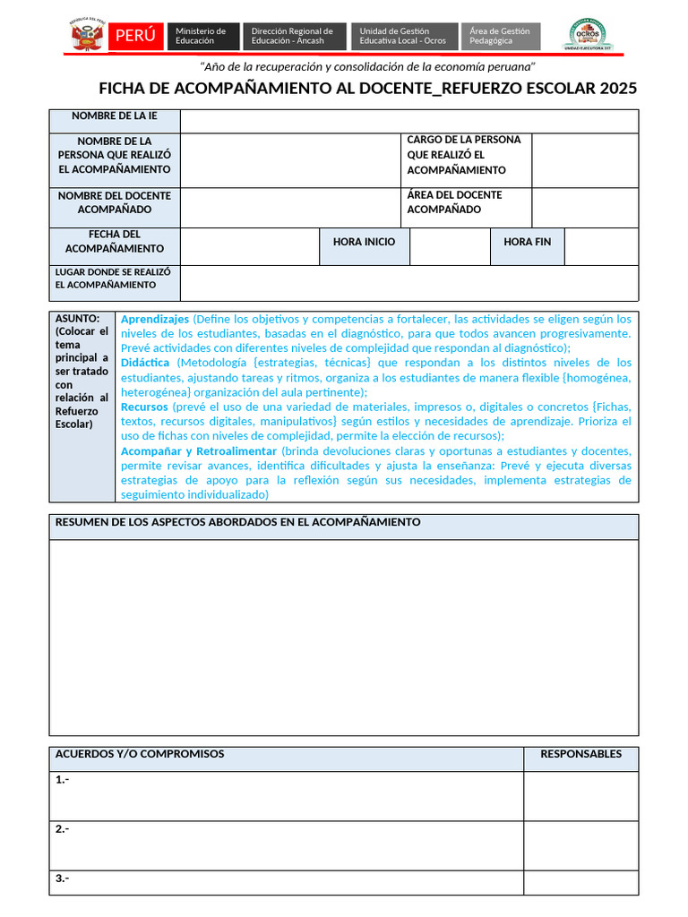 Ficha de Acompañamiento Al Docente - REF025 | PDF | Maestros | Enseñando