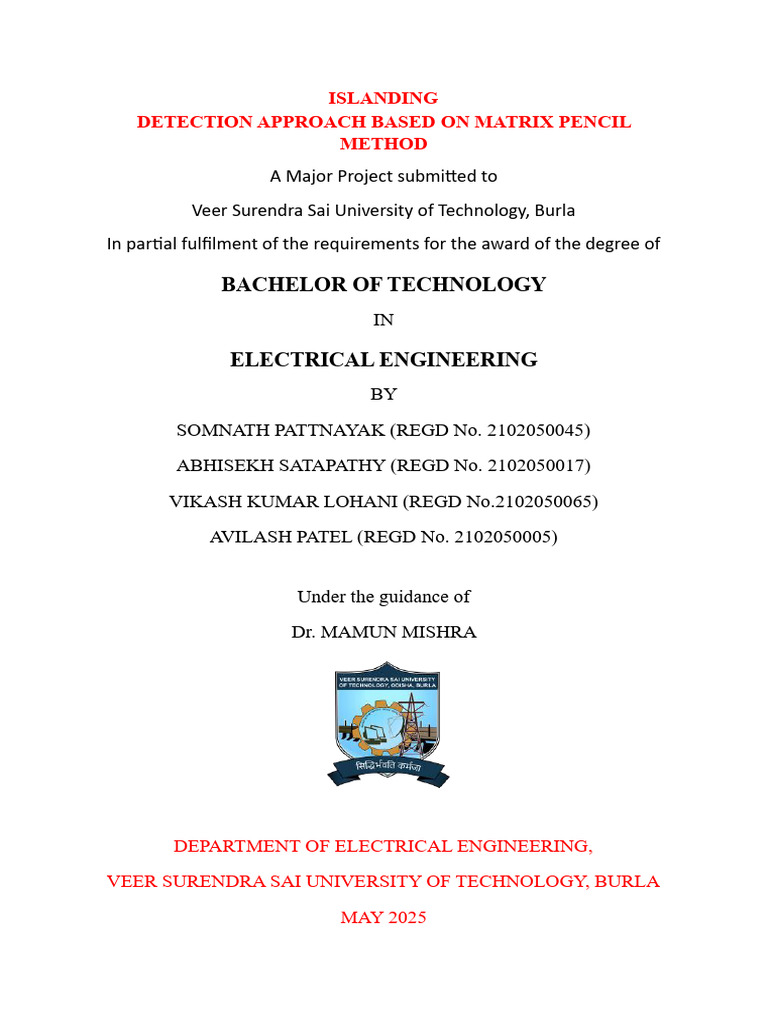 Matrix Pencil Method for Islanding Detection | PDF