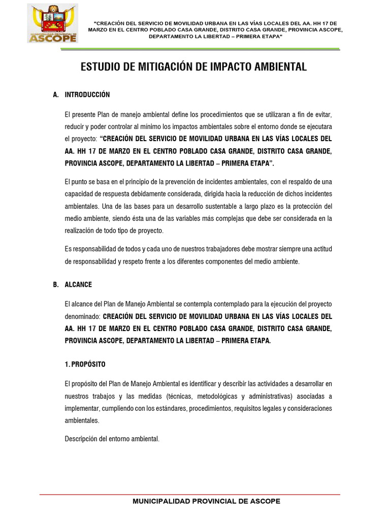 Plan de Manejo Ambiental Casa Grande | PDF | Residuos | Entorno natural