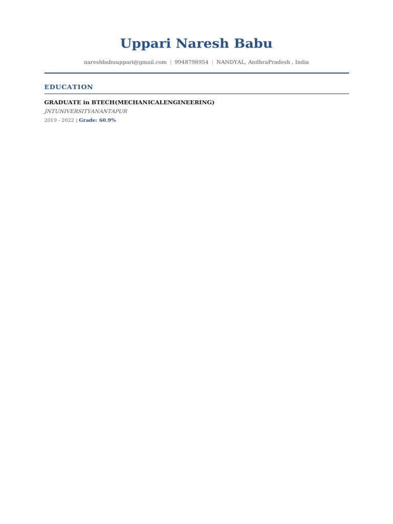 Uppari Naresh Babu: Education | PDF