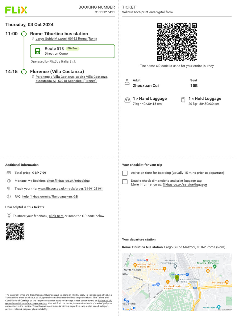 Ticket Roma Florence | PDF | Public Transport