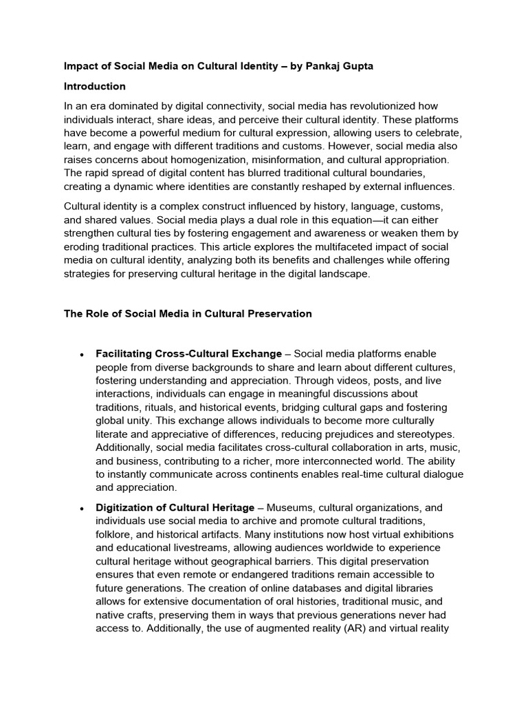 Social Media's Impact on Cultural Identity | PDF | Social Media ...