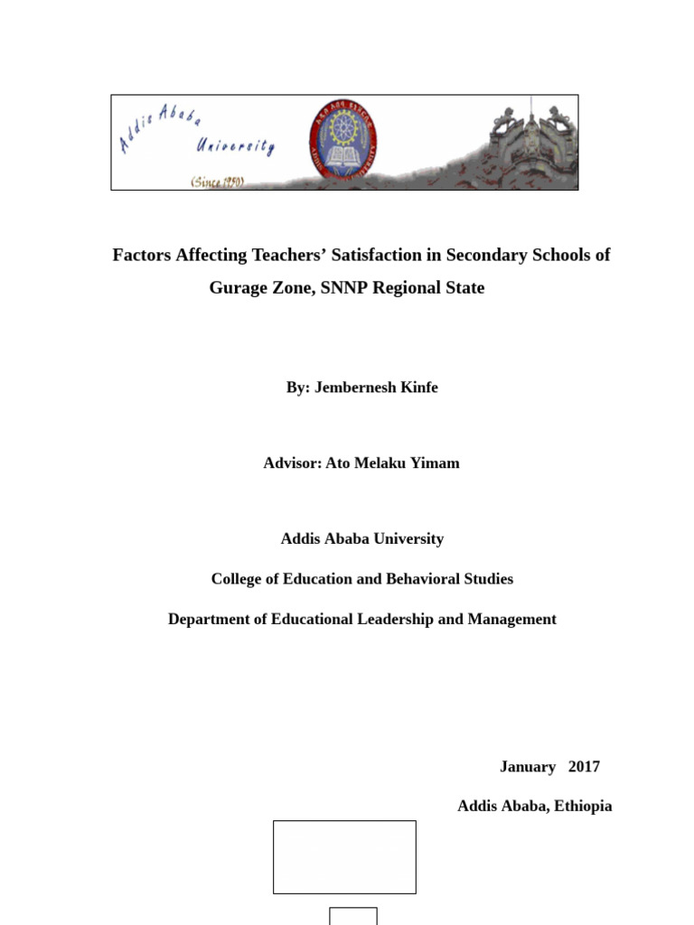 Factors That Affect Teachers' Job Satisfaction in Secondary Schools of ...