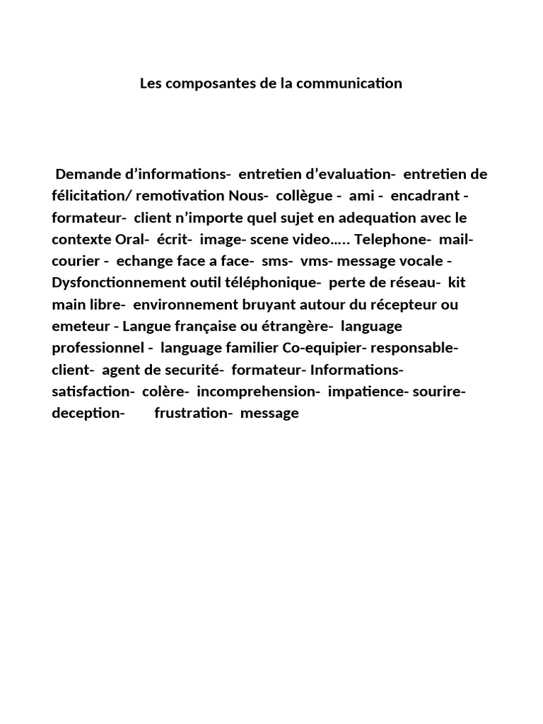 Composantes clés de la communication | PDF