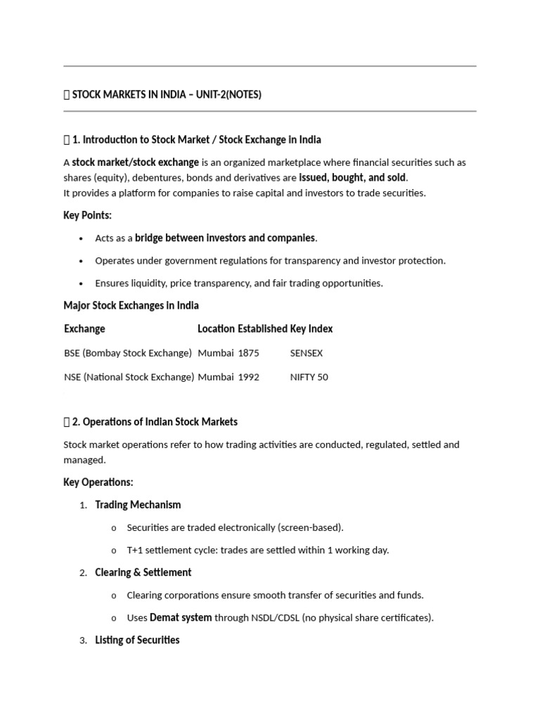 Overview of Indian Stock Markets | PDF | Securities (Finance) | Stocks