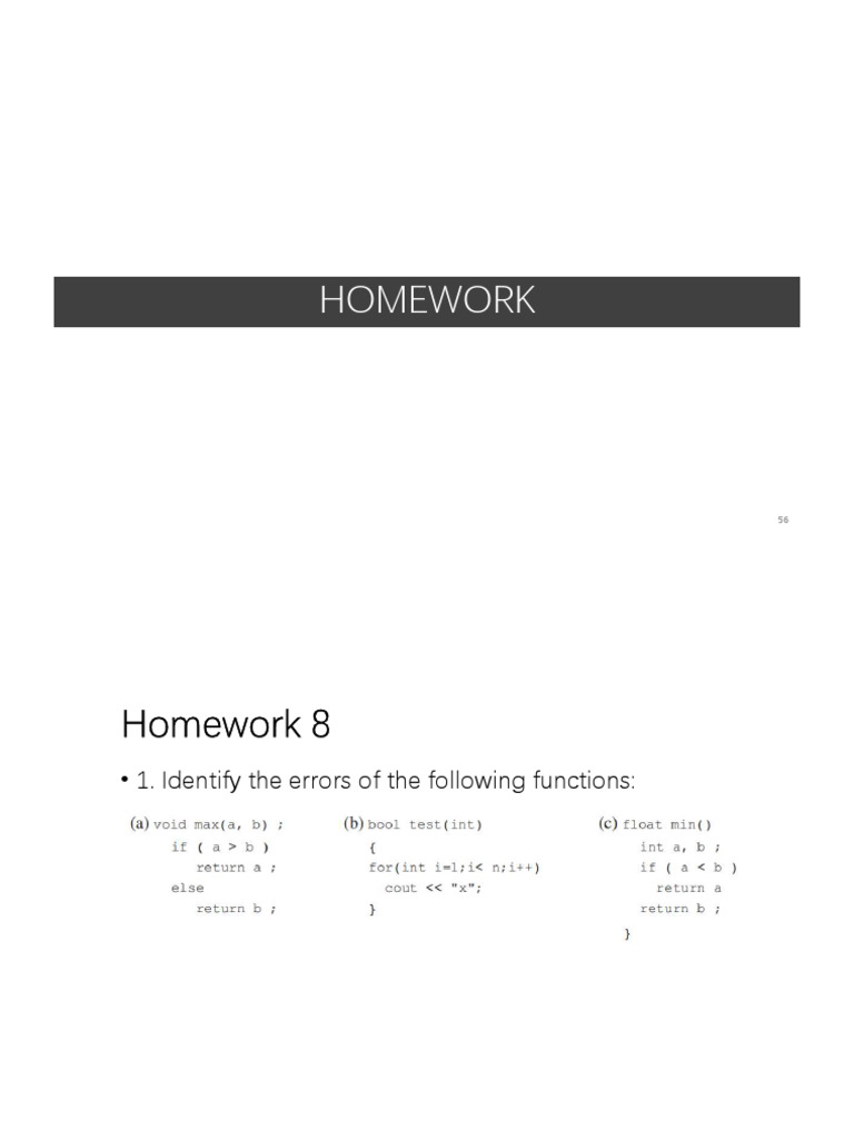 Homework 8: Function Errors & Outputs | PDF