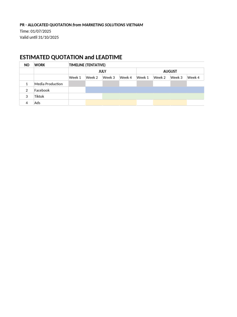 Media Production Timeline and Quotation | PDF