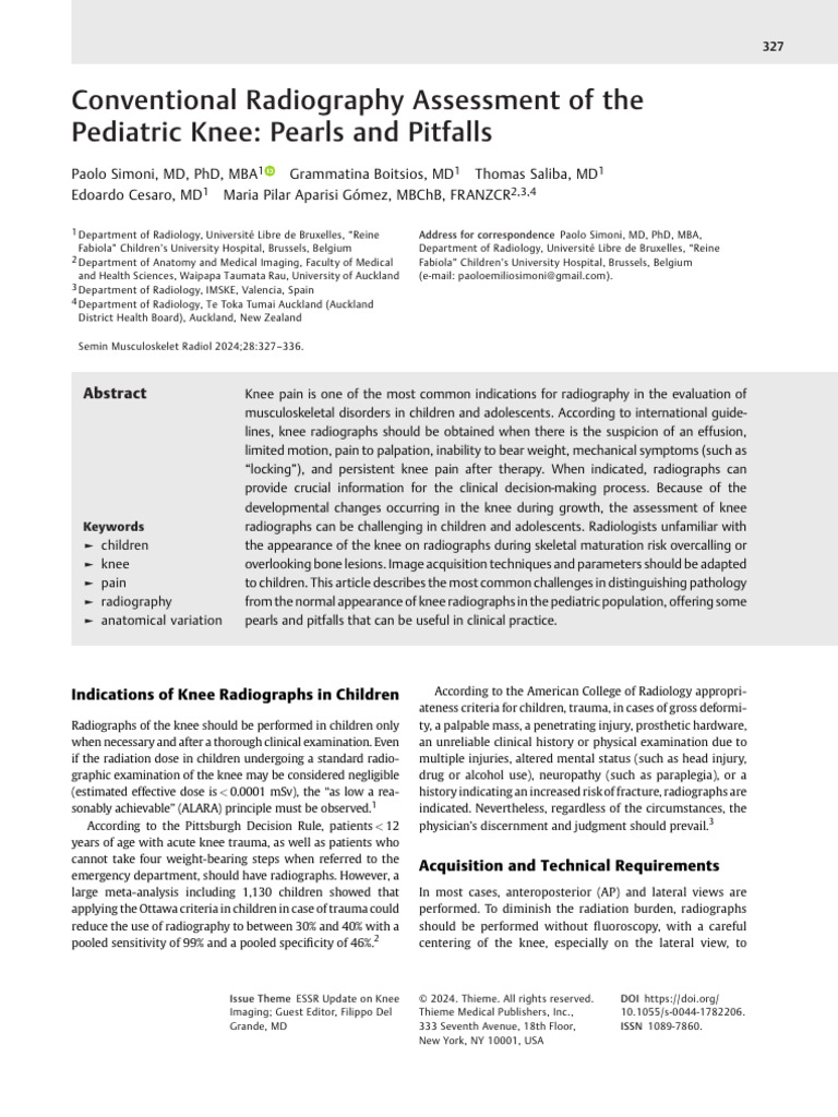 Pediatric Knee Radiography Insights | PDF | Radiology | Radiography