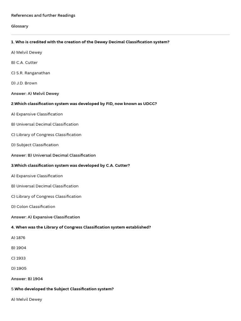 Library Classification Systems Overview | PDF | Cognitive Science ...