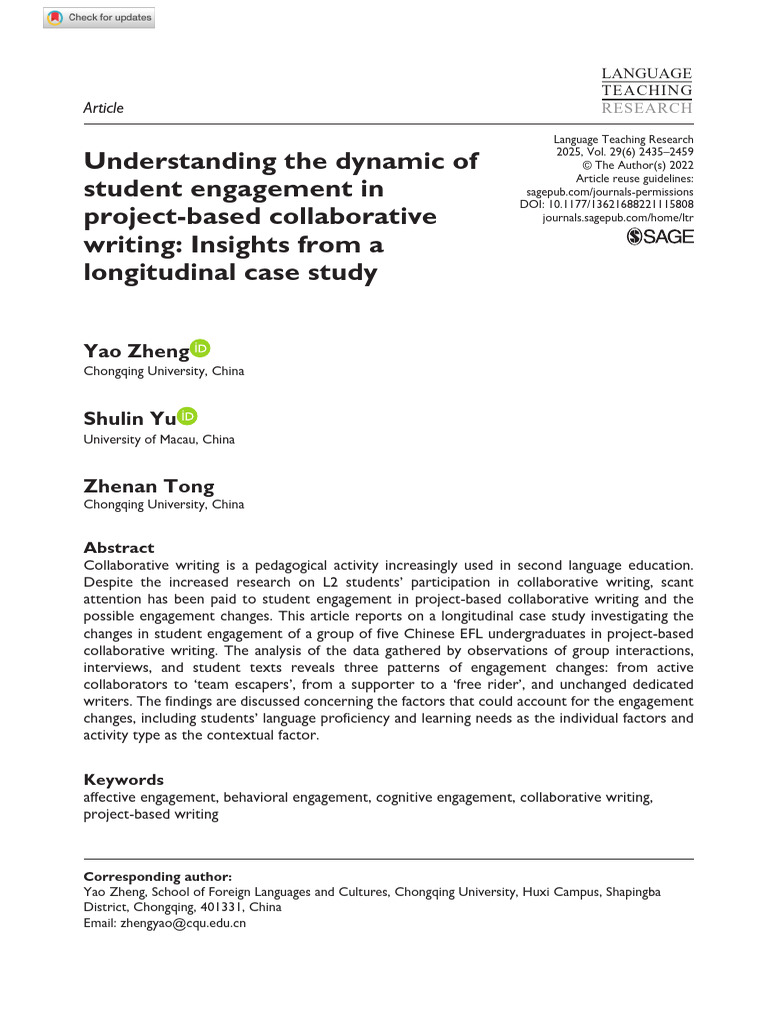 Zheng Et Al 2022 Understanding the Dynamic of Student Engagement in ...