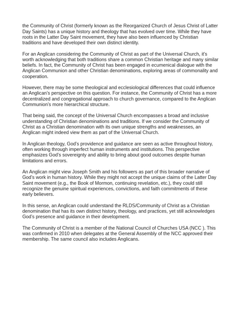 Understanding Community of Christ Theology | PDF