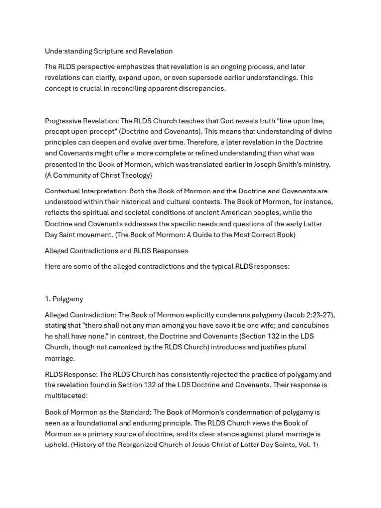 RLDS Views on Scripture and Revelation | PDF | Book Of Mormon | The ...