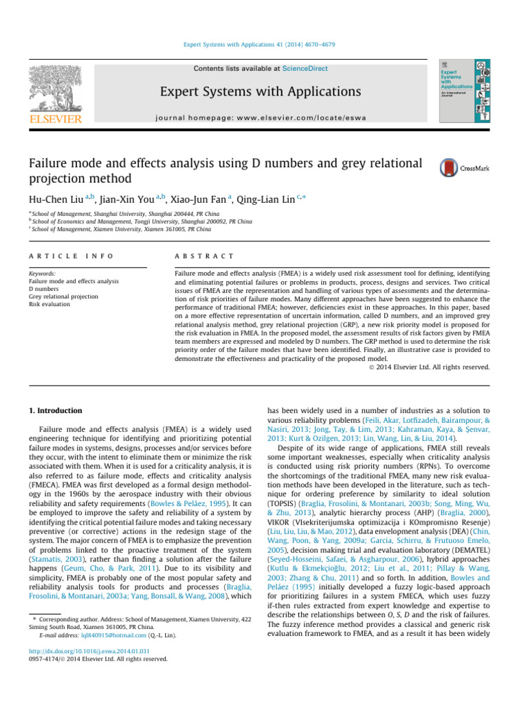 Failure mode and effects analysis using D numbers and grey relational ...