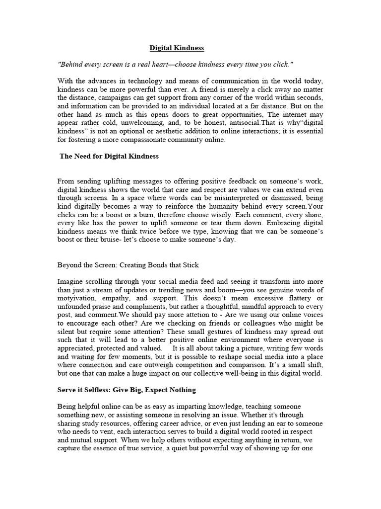 Embracing Digital Kindness Online | PDF | Behavioural Sciences | Cognition