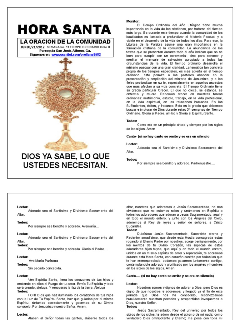 Oraciones para la Hora Santa | PDF | eucaristía | Comportamiento ...