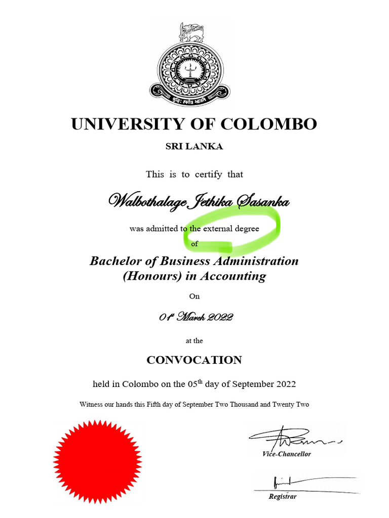 University of Colombo - Acco - Jethika | PDF