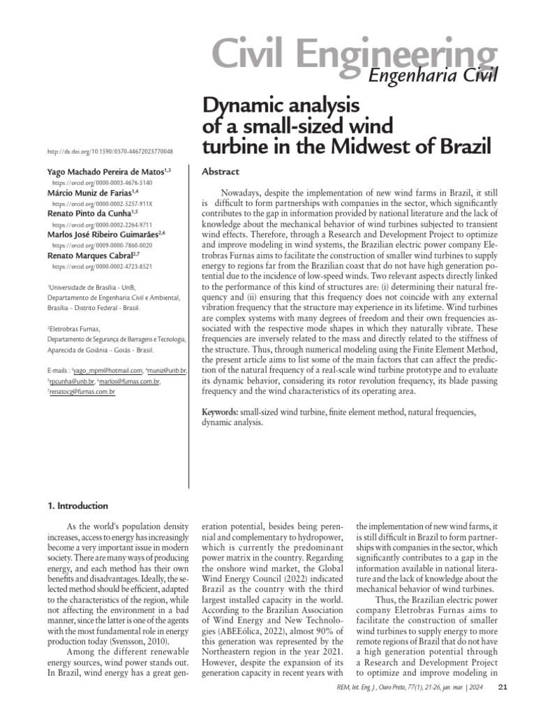 Dynamic Analysis of A Small-Sized Wind Turbine in | PDF | Wind Power ...