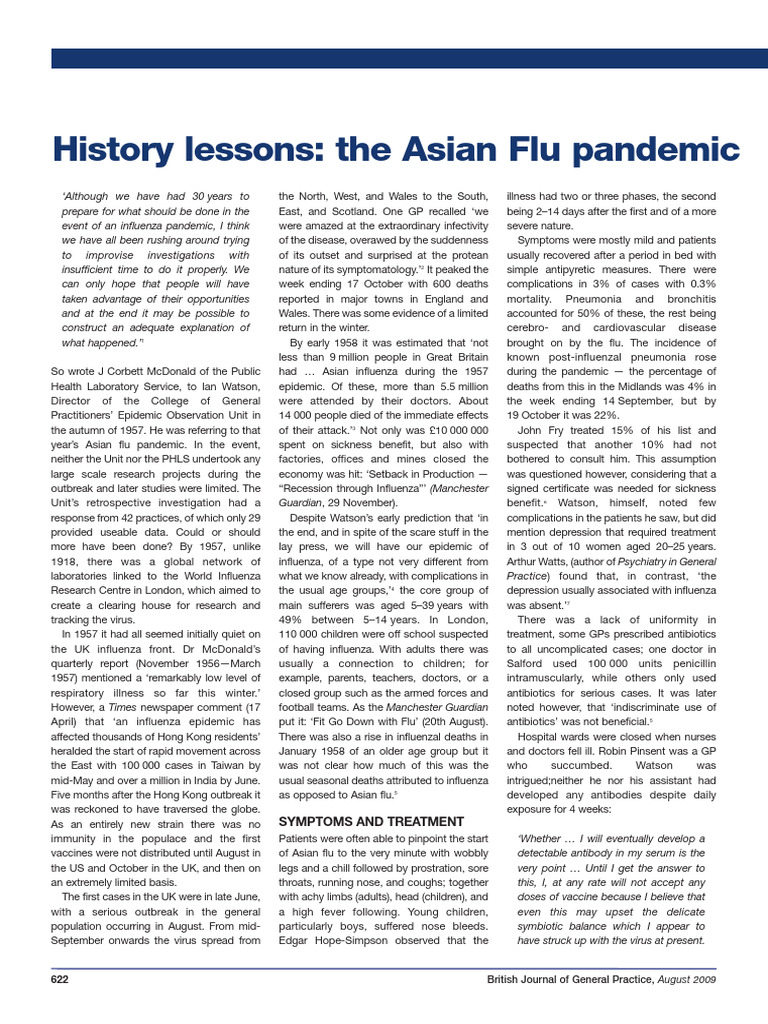 Asian Flu Pandemic: Impact and Insights | PDF | Influenza | Pandemic